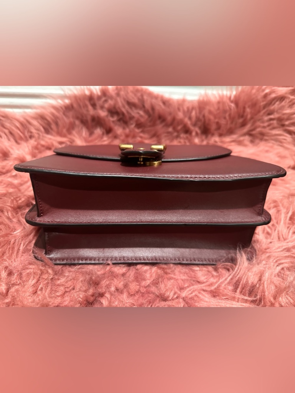 COACH Beat Bag Burgandy Wine Oxblood Leather Shoulder Crossbody Bag Purse Chain - Picture 8 of 17